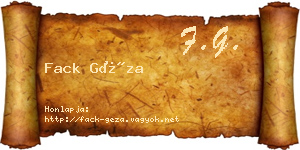 Fack Géza névjegykártya