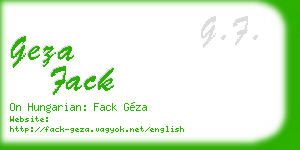 geza fack business card